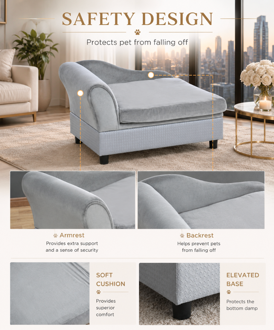 Luxury Small Dog Sofa Bed – Gray