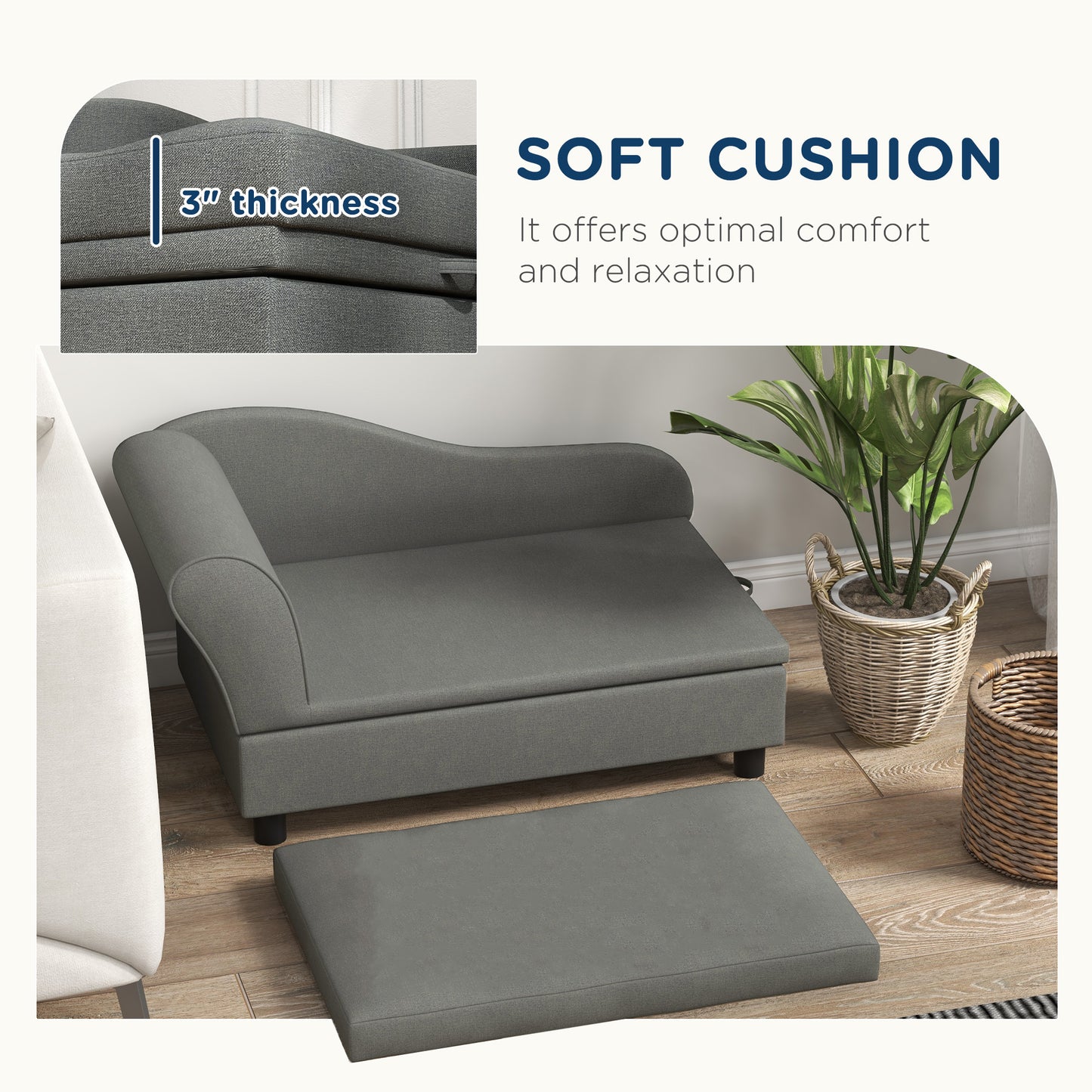 Luxury Small Dog Sofa Bed – Dark Gray