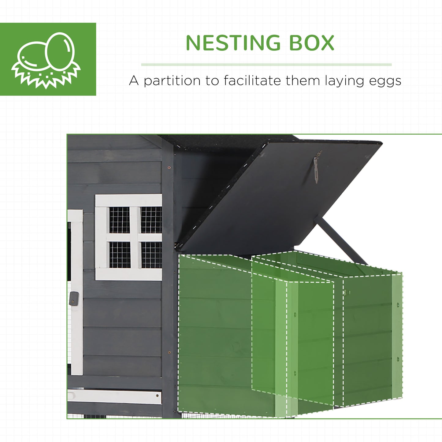 84" Wooden Chicken Coop – Gray