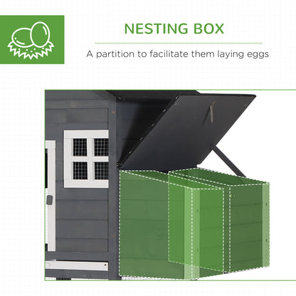 84" Wooden Chicken Coop – Gray