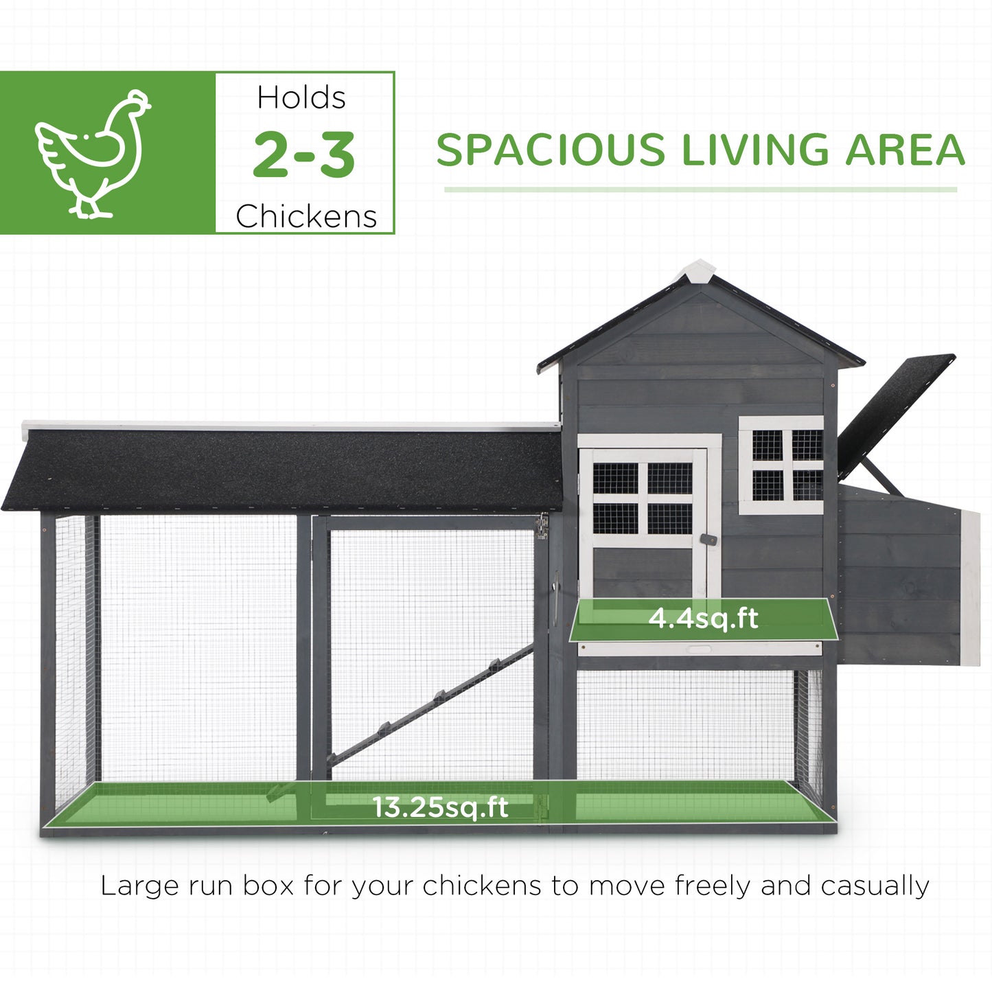 84" Wooden Chicken Coop – Gray