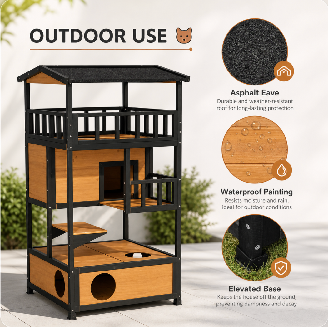 Wooden Outdoor Cat House