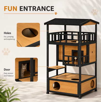 Wooden Outdoor Cat House