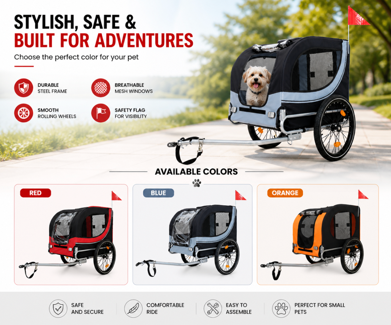 Heavy-Duty Dog Bike Trailer
