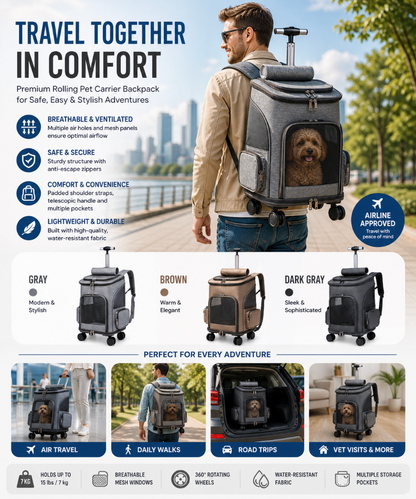 Portable Folding Trolley Pet Backpack