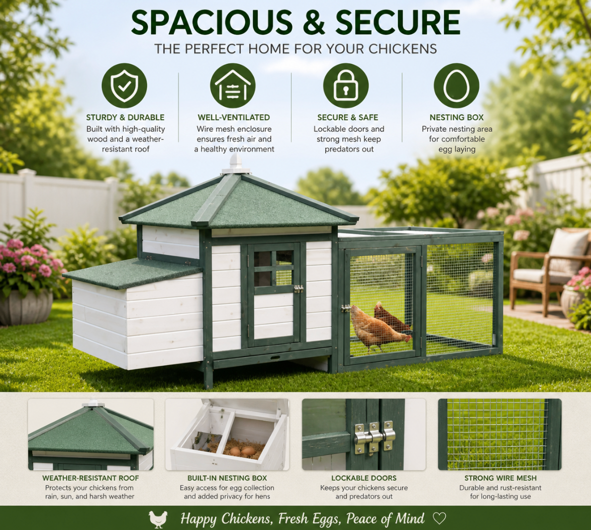 Outdoor Wooden Chicken Coop