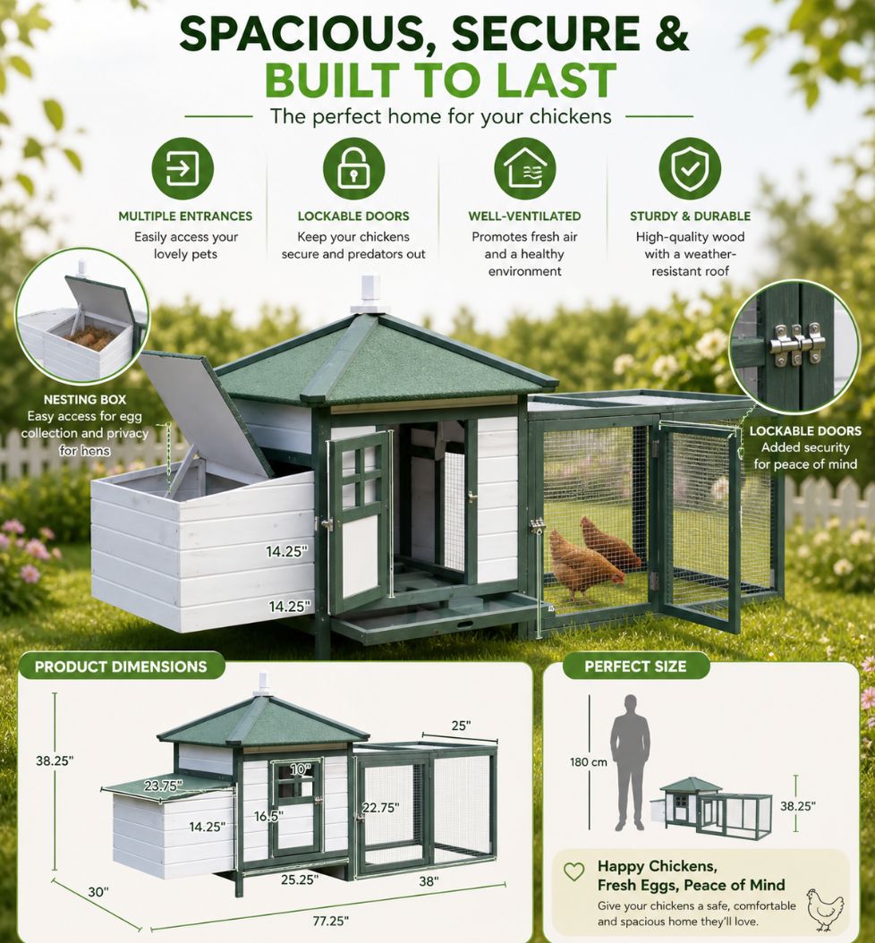Outdoor Wooden Chicken Coop