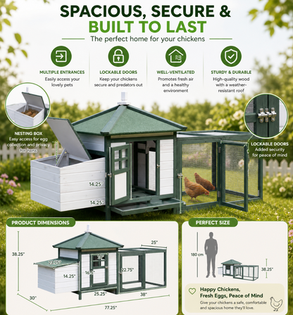 Outdoor Wooden Chicken Coop