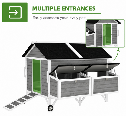 Wooden Chicken Coop with Enclosure