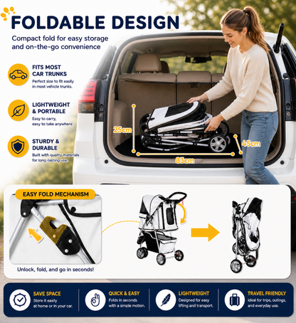 3-Wheel Pet Stroller – Grey