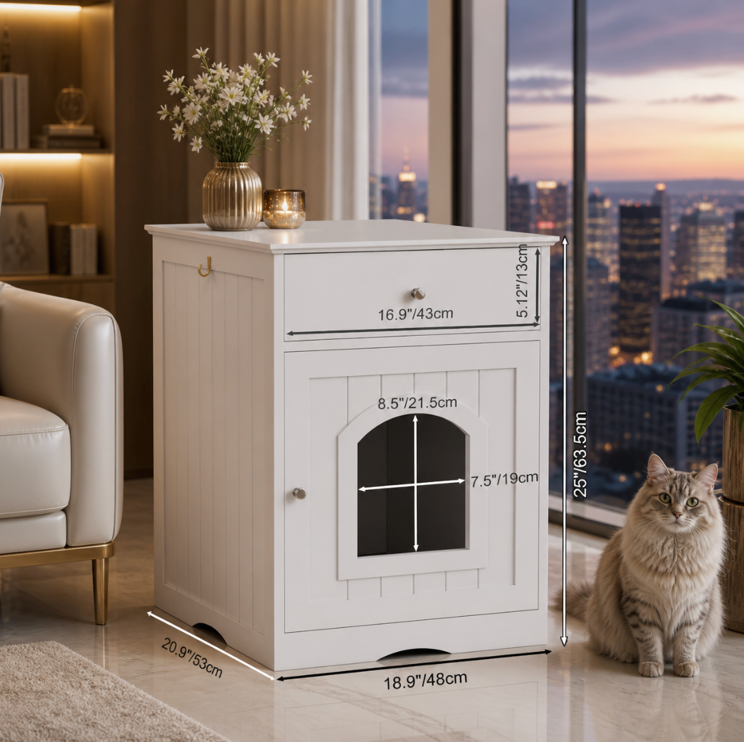 Wooden Cat Litter Box Enclosure