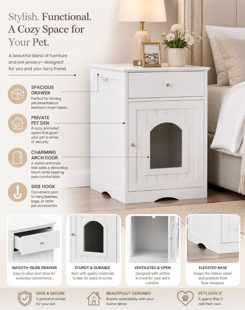 Wooden Cat Litter Box Enclosure
