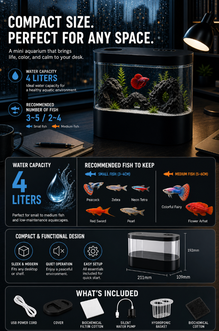 Self-Cleaning Desktop Aquarium