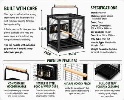 PawHut Portable Parrot Travel Cage