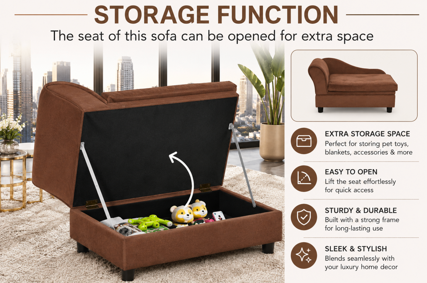 Luxury Small Dog Sofa Bed – Brown