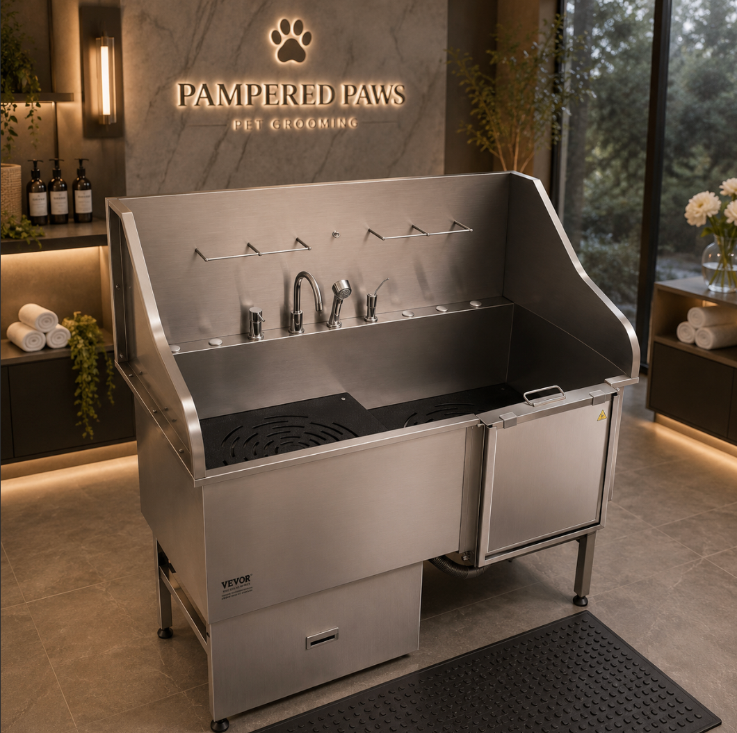 61” Stainless Steel Pet Grooming Tub