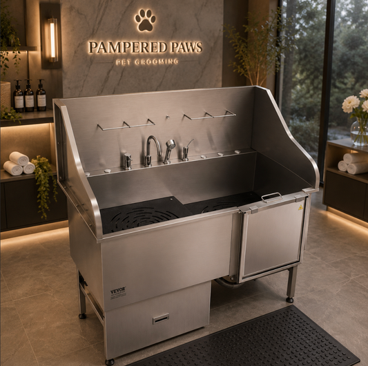 61” Stainless Steel Pet Grooming Tub