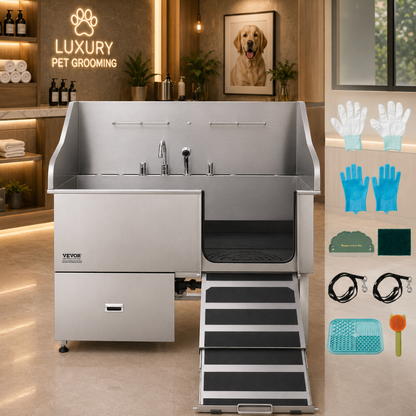 61” Stainless Steel Pet Grooming Tub
