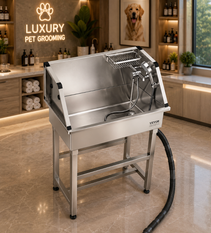 34” Stainless Steel Pet Grooming Tub