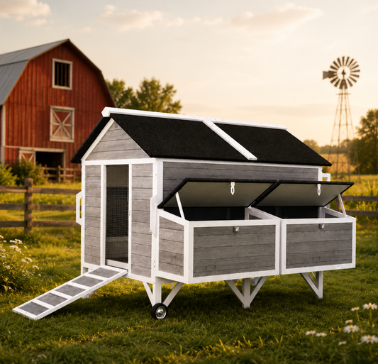 Wooden Chicken Coop with Enclosure