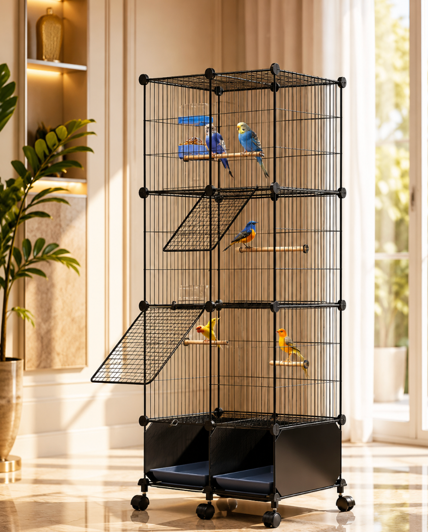 46" Bird Cage With Wooden Perches