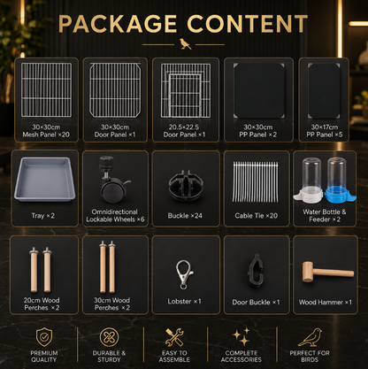 46" Bird Cage With Wooden Perches