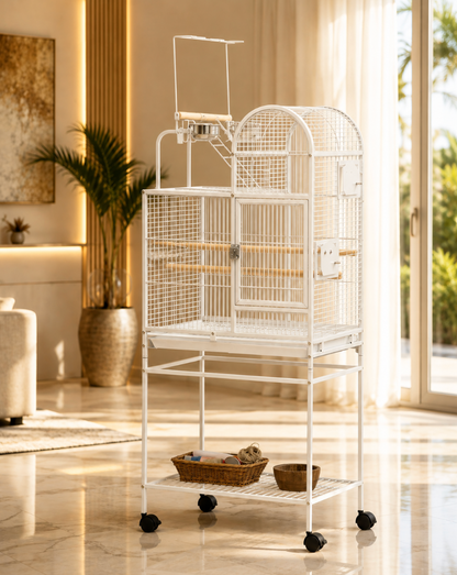 55" Large Parrot Cage, White