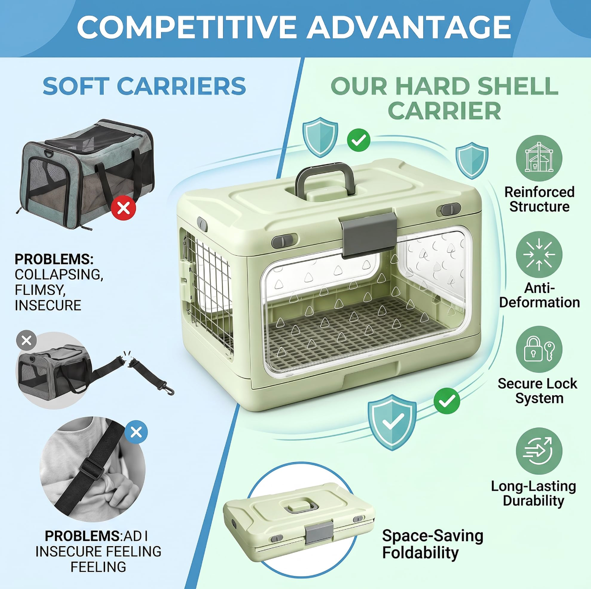 Premium Collapsible Travel Pet Kennel