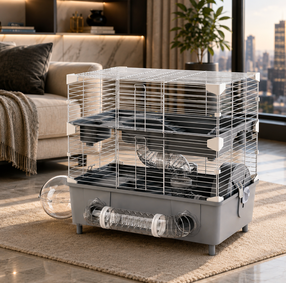 2-Tier Hamster Cage, Gray