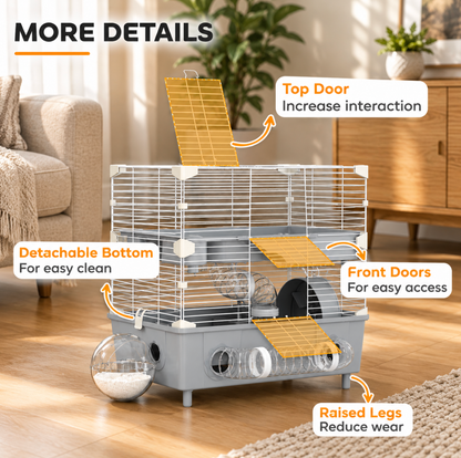 2-Tier Hamster Cage, Gray