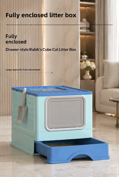 Fully Enclosed Drawer-Type Litter Box