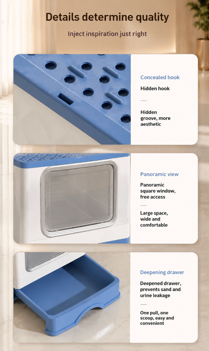 Fully Enclosed Drawer-Type Litter Box