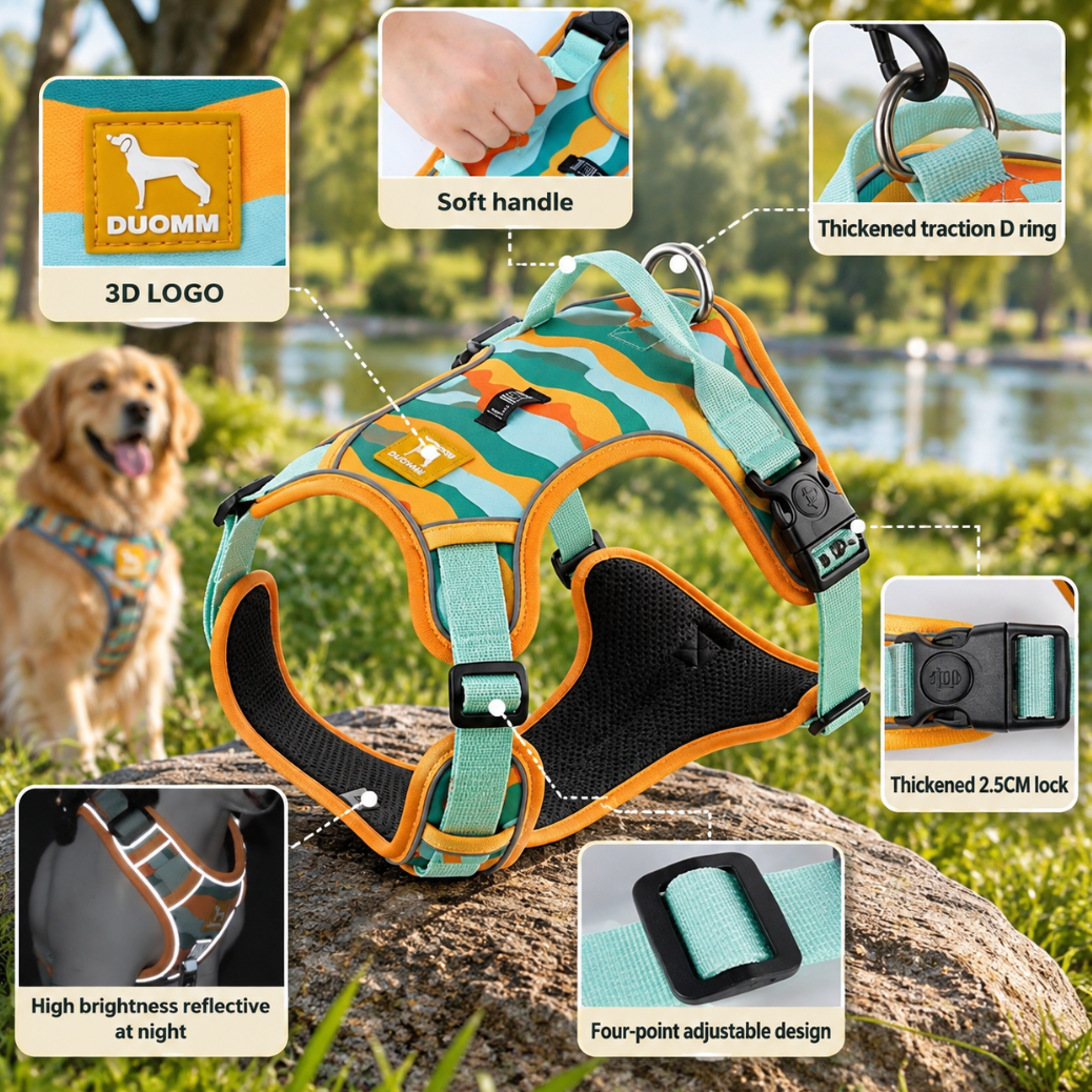 Reflective Dog Chest Harness with Hands-Free Leash