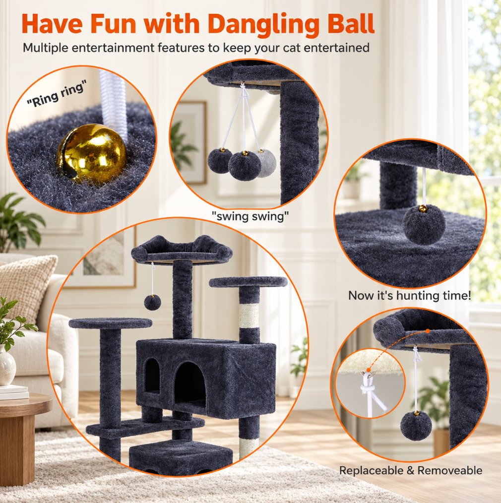 Multi Functional Cat Treehouse Cat Climbing Frame