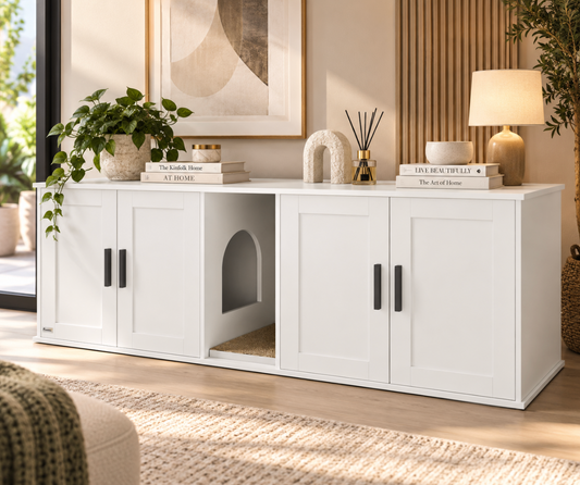 2-Room Cat Home & Litter Box Enclosure