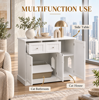 Cat Litter Box Enclosure with Storage Drawers