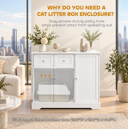 Cat Litter Box Enclosure with Storage Drawers