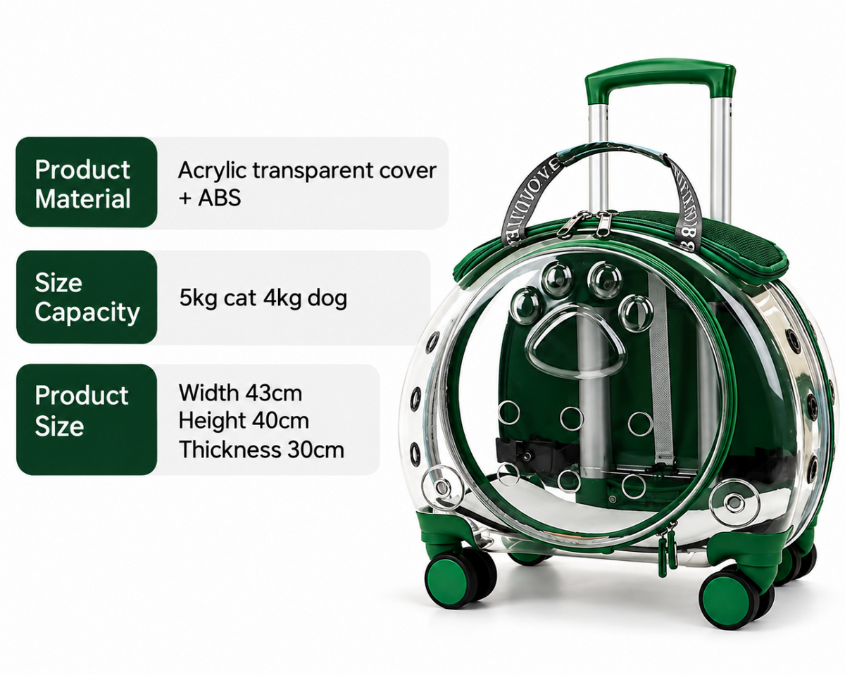 4-Wheel Pet Carrier Trolley & Backpack