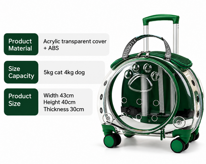 4-Wheel Pet Carrier Trolley & Backpack