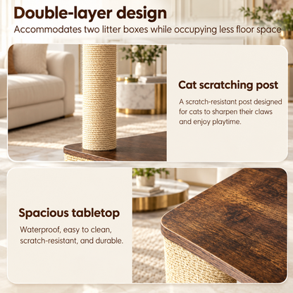 White Double Cat Litter Box Enclosure with Shelf
