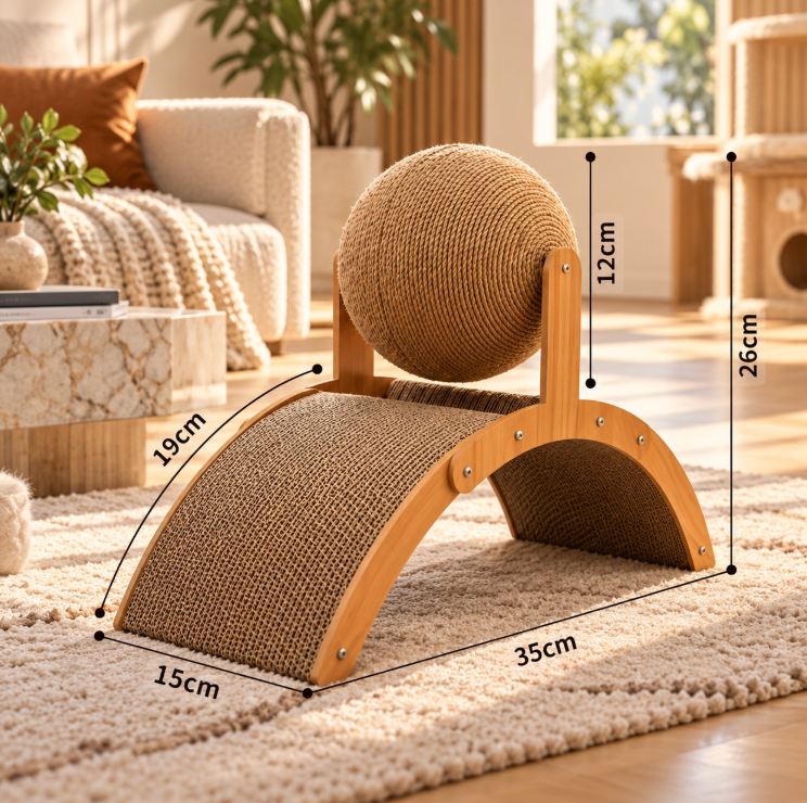 Ball Cat Scratcher with Rotating Sisal Ball & Stand