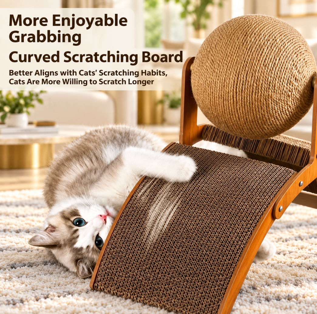 Ball Cat Scratcher with Rotating Sisal Ball & Stand