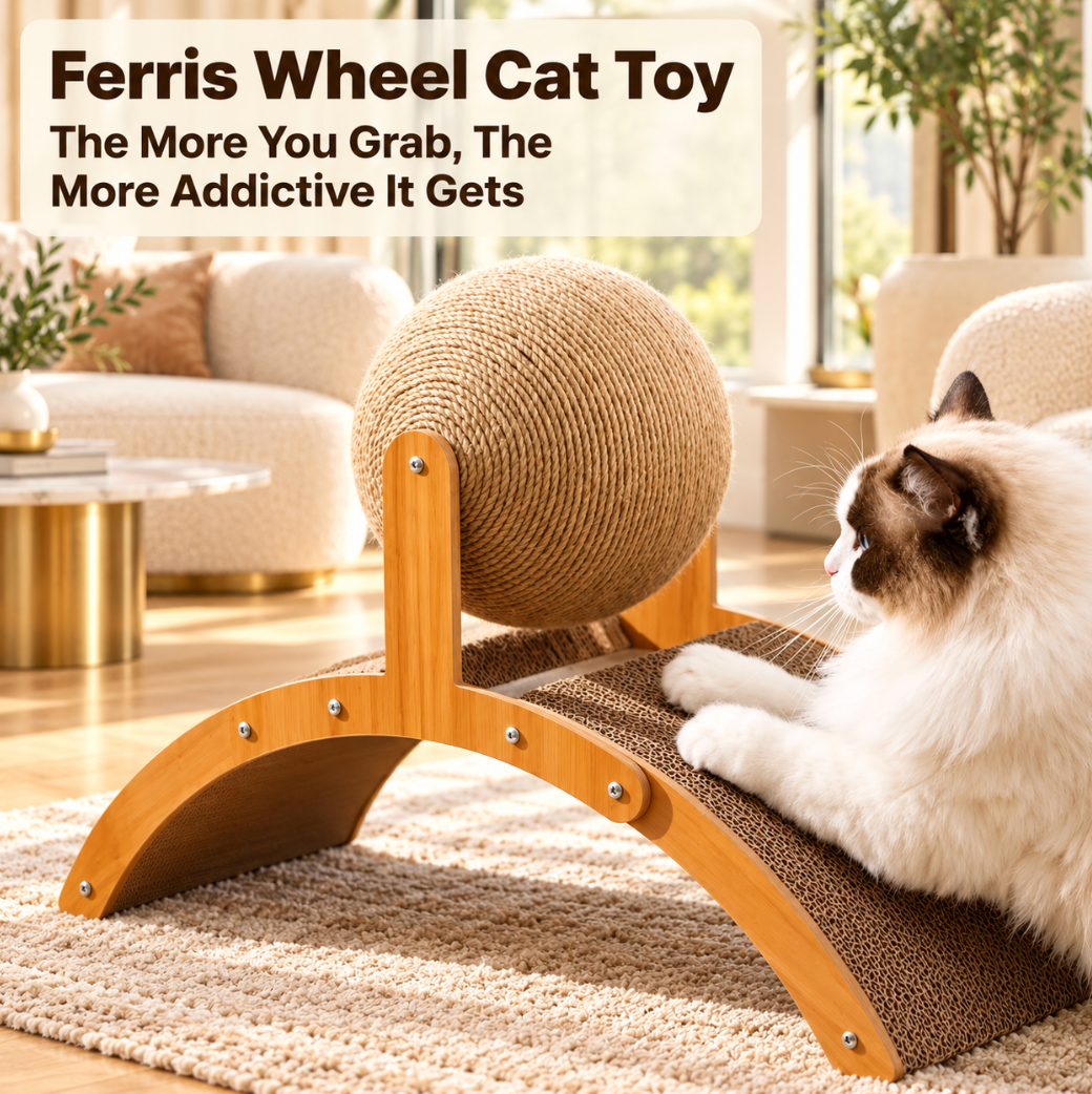 Ball Cat Scratcher with Rotating Sisal Ball & Stand