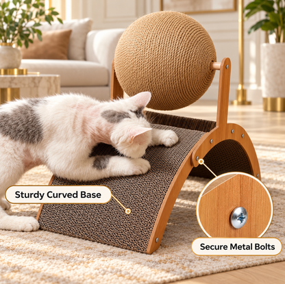Ball Cat Scratcher with Rotating Sisal Ball & Stand