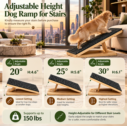 Adjustable Wooden Dog Ramp for Stairs