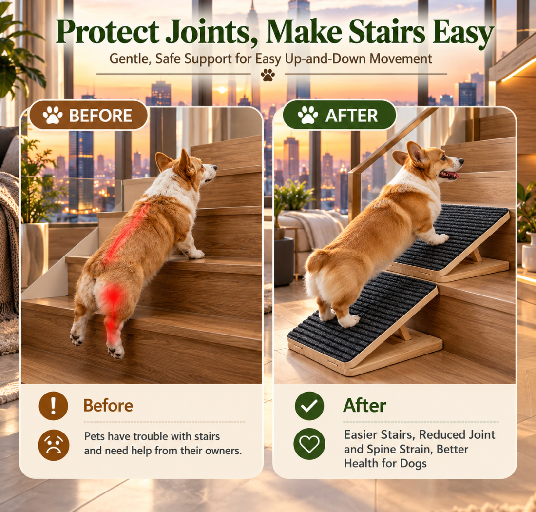 Adjustable Wooden Dog Ramp for Stairs