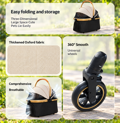 Foldable Pet Stroller - Black