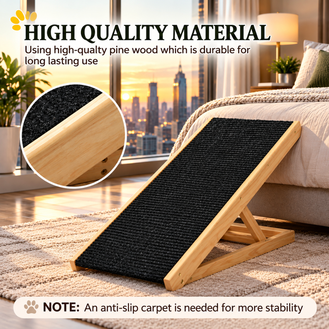 Adjustable Foldable Dog Ramp for Beds