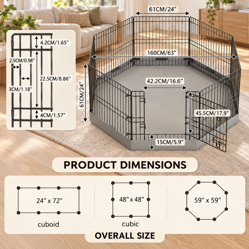 Metal Pet Playpen With Waterproof Pad