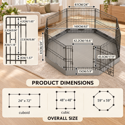 Metal Pet Playpen With Waterproof Pad